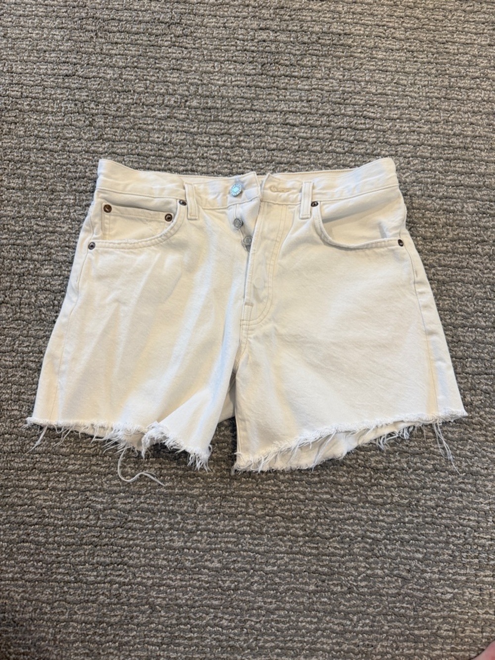 White High-Rise Parker Long Shorts Agolde